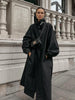 Black Stand Collar Trench Coat Women Casual Long Sleeve Single-breasted Loose Windbreaker Lady Autumn High Street Outwear