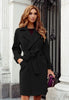 Women's Winter Coat Jaet Irt Tops Street Sle Thiened Cotton Wool Blend Knot Splicing Design Ladies Outwear