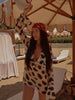 Women Chic Vacation Outfits Leopard Print Sheer Chiffon Shirt Casual Turn-down Collar Mini Dress & Detachable Scarf