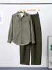 Striped Shirt Pants Set Women Elegant Lapel Button Long Sleeve Blouse Straigth Wide Leg Trousers Spring Office Lady Outfits