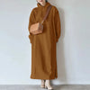 Women Loose Hooded Long Maxi Dress Spring Autumn Female Tie Collar Long Sleeve Baggy Straight Sweatshirt Dresses JYFS-2175