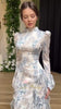 Dubai's spring slim-fit long-sleeved dress for ladies with tie belts, printed patterns and made of satin fabric. S-xxl