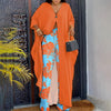 Plus Size Two-piece Set Womens Outfits Elegant V-neck Button-up Printed Seven-quarter Sleeve Blouses and Drawstring Pants Suit