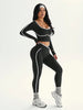 Women's Fall/Winter Round Neck Long Sleeve Yoga Top Outdoor Sports Fitness Yoga Pants