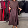 Cross Tops Patchwork Satin Dress Fake Two Piece Dresses Women Elegant O Neck Half Sleeve Loose Boho Long Dress Mujer