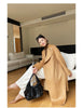 Dual Purpose Collar Wool Coat Horn Button Women 100% Wool Overcoat Double-Layers Autumn Winter Long Jacket Thick Trench Coat #23