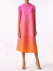 Pleated Dress Gradient Color Women Turtleneck Long Sleeves Pink Orange Dresses Female Clothing 2YA773b