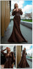Dresses For Women Plunging V Neck High Waist Belt Long Sleeves Wedding Party Dress Brown Gowns