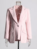 Patchwork Button Slim Blazer For Women Notched Collar Long Sleeve Spliced Pockets Hollow Out Designer Coat Female