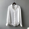 Women Long Sleeve Loose Office Shirts Spring Simple Satin Blouse Vintage Top Dress Shirt Casual Woman Overshirt Clothing