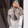 Vintage Stand Collar Women's Coat Full Sleeve Pocket Zippers Loose Lady Short Jackets Autumn Winter Female Streetwear