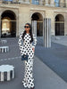 Casual Polka Dot Dress Women's Slim O-neck Full Sleeve High-Waisted Floor-Length Dresses Spring Autumn Robes