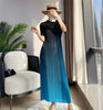 Long Dresses Elegant Party Dresses Woman Pleated Dress Female Gradient Long Loose Stitching Drape Bottoming Dress