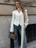Women Elegant Striped Blazer Top Scarf Lace Up Patchwork Blazers Female Street Casual Commuting Jackets Coats