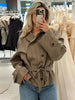 Chic Plaid Loose Women's Trench Coat Vintage Turndown Collar Double Breasted Lace-up Lady Jacket Autumn Female Outwear