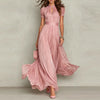 Elegant Chiffon Lace Trim Midi Dress Stand Collar Neck Puff Sleeve Cinched Waist Draped A Line Flowy Women's Casual Dresses