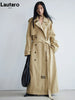 Spring Autumn Oversized Khaki Extra Long Trench Coat for Women Raglan Sleeve Sashes Double Breasted Clothes Overcoat