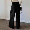 Spring Autumn Loose-Fitting Corduroy Trousers Women's Solid Color Button Pocket Corduroy Wide-Leg Pants Straight Pants