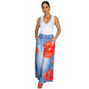 Women Fake Denim 3D floral Print Loose Wide Leg Jogger Pants Streetwear Active Hip Hop Sweatpants Trousers