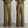 Wide Pants Woman Autumn Pleated Breathable Casual Trousers Loose Versatile Middle-aged Women's Clothing 12623019