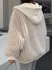 Spring Winter Hairy Shaggy Soft Thick Warm Faux Fur Coat Women with Hood Fluffy Jacket Fake 2 Piece Clothes