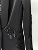 Designer Suit Set Women's Gauze Patchwork Beaded Blazer Chiffon Pants 2cs Set
