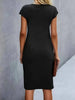 Women's casual dress tight dress front knot round neck medium-long dress basic daily wear