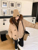 Warm Down jacket Ladies Pai Overcome Winter Cotton Padded Coat Women Parkas Horn Hooded Outcoat Big fur collar Overcoat