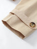Khaki Lace Up Cape Trench Coat Loose Solid Full Sleeve Lapel Windbreaker Autumn Commute Casual Daily Coats
