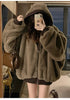 Winter Double Sided Wearable Plus Velvet Thick Warm Loose Women Parka Coats Fleece Hooded Casual All-match Cotton Padded Jackets