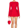 Bows Splice Long Sleeve Mini Dress Elegant Office Woman Solid Bodycon Club Party Dresses Autumn High Waist