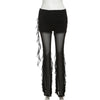 Aesthetic Sexy See Through Pants Women Dark Gothic Streetwear Vintage Coquette Grunge Ruffle Patchwork Flare Pants Femme