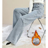 Winter Lady Thermal Plush High Waist Jeans Girls Snow Warm Denim Pants Women Classic Fleece Straight Leg Trousers