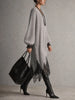 Vintage Loose Women Sweater Dress Gray Sequin Knit V‑Neck Lantern Sleeve Lace Splicing Irregular Hem Casual Party Midi Dresses