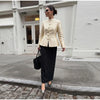 Stand-Collar Satin Frog-Button Jacket Cream Tailored Long-Sleeve Silky Spring Elegant Retro Women Outerwear Blazer