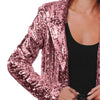 Dressy Sequin Coat Women's Sequin Jacket Shiny Open Front Blazer Jacket Party Sparkly Long Sleeve Cardigan Coat With Pockets 80%