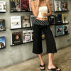 Women y2k Striped Low Rise Gaucho Pants Foldover Wide Leg Capris Palazzo Yoga Pants Flowy Cropped Culottes Lounge Bottoms