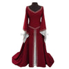 Womens Medieval Renaissance White Wedding Long Dress Celtic Queen Party Victoria Cosplay Costume Square Collar Maxi Dress Robe