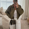 Fall Winter Women's Bomber Jacket Lapel Long Sleeve Zipper Suede Jacket Women High Street Jackets Coats Outerwears