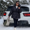 Women's Winter Jacket Hooded Drawstring Zipper Stand-Up Collar Lace Up Winter Jacket Female Loose Casual Chic Jackets For Ladies