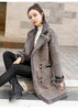 Autumn Winter Plaid Cotton Jacket Women's Warm Temperament Polo Collar Wool Coat Female Long Parkas Overcoat