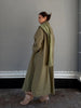 Women's Plaid Scarf Long Trench Coat Loose Stand Collar Full Sleeve Single Breasted Split Coats Autumn Lady Jacket