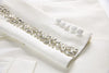 High Street Runway Designer Suit Set Women's Career Style Single Diamonds Beaded Blazer Flare Pants Suit