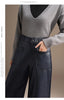 PU Leather Capri Pants Women Autumn Winter Chic Short PU Leather Pants Elegant LeatherTrousers