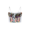 Women's Floral Printed Pants Set 3-pieces Blazer & Corset Crop Top & Wide-leg Pant Spring Chic Lady Party Outfits