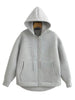 Autumn Women Gray Jacket with Hood Long Sleeve Big Pocket Zipper Jacket Coat Woman Loose Casual Outerwear Coat Tops