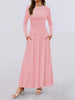 Autumn Women Long Sleeve Maxi Dress Comfortable Fit Ruched Detail Multi Color for Casual Everyday Wear