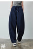 Women's Soft Cotton Curved Leg Long Pants Fall High Waist Drawstring Loose Wide Leg Pear Shape Friendly