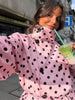 Pink Polka Dot Cropped Jackets Lady Casual High Neck Double Breasted Lace Up Short Coats Spring Women Daily Street Outwear