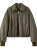 Women's Autumn Winter Clothes Solid Color Leather Thicken Warm Female Short Cotton Jacket 5C1437
